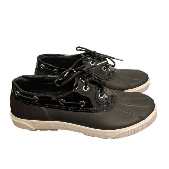 Michael Kors Hyde Black Duck Shoes Rubber Leather Size 9 - Picture 3 of 6